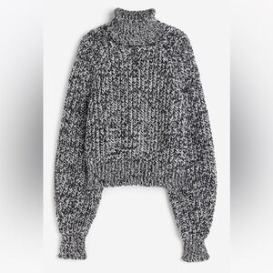 H&M Black and White Knit Turtleneck Sweater